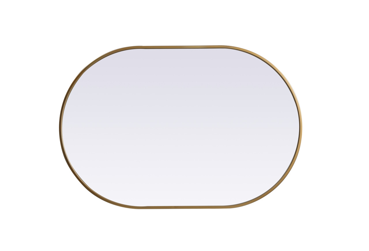 Elegant Decor MR2A2740BRS Metal Frame Oval Mirror 27x40 Inch in Brass