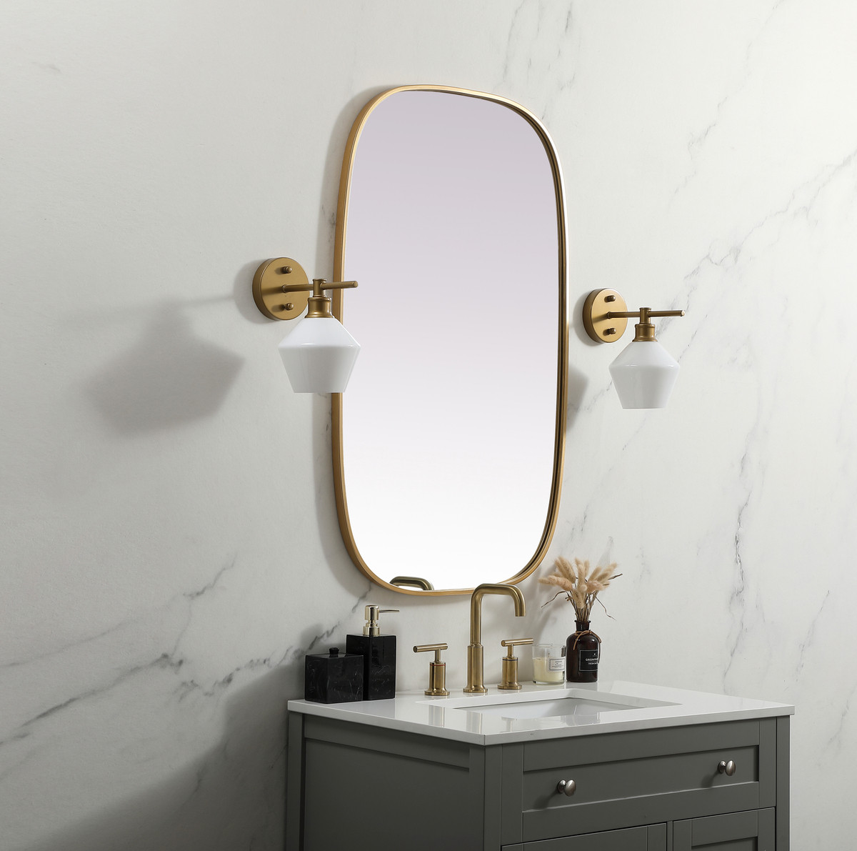 Elegant Decor MR2B2440BRS Metal Frame Oval Mirror 24x40 Inch in Brass