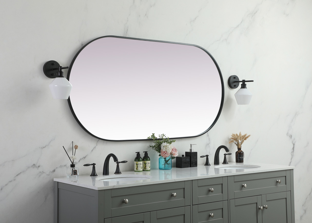 Elegant Decor MR2A3060BLK Metal Frame Oval Mirror 30x60 Inch in Black