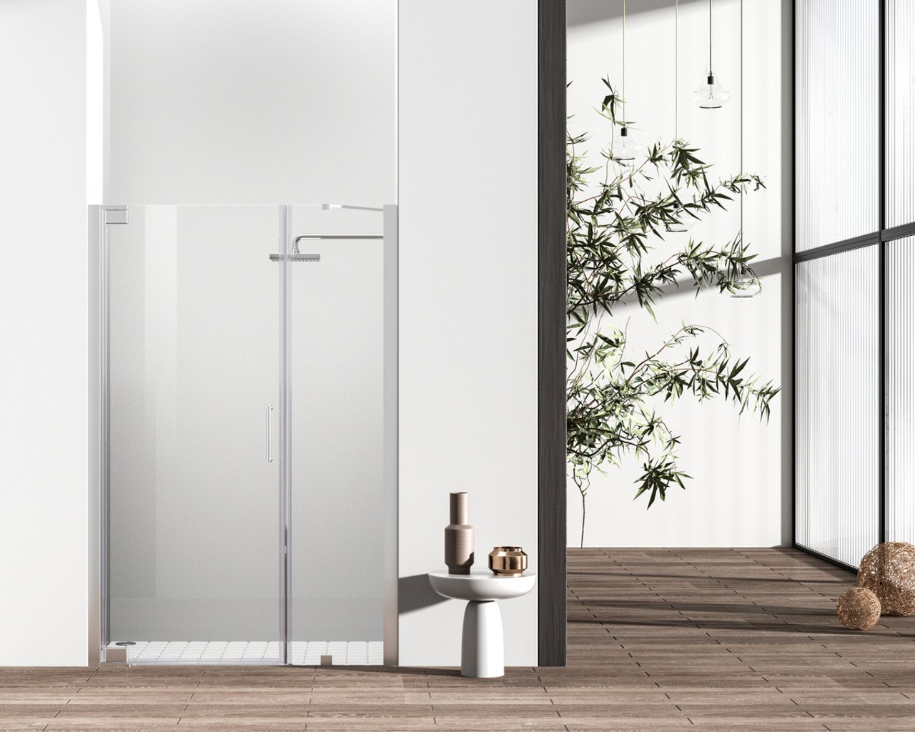 Elegant Kitchen and Bath SD404-6072PCH Semi-frameless hinged shower door 60 x 72 Polished Chrome