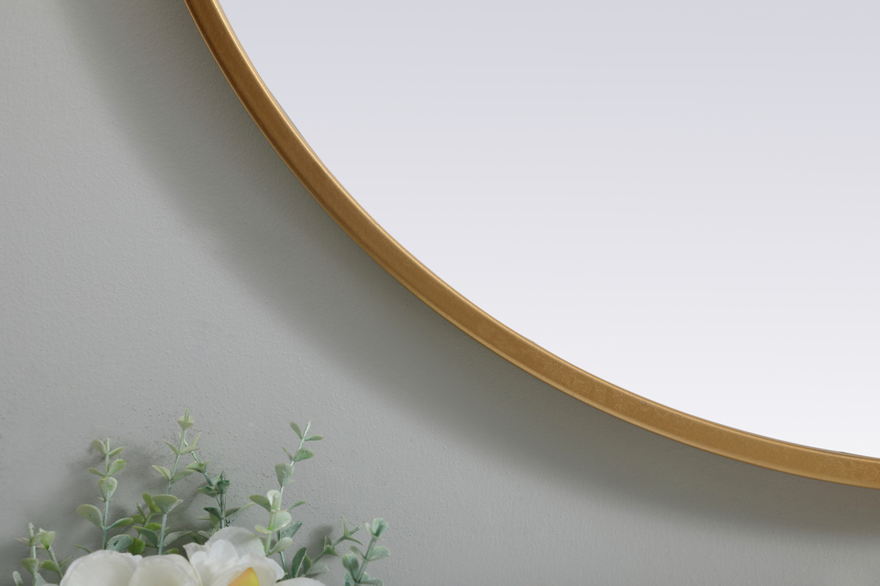 Elegant Decor MR2A2430BRS Metal Frame Oval Mirror 24x30 Inch in Brass