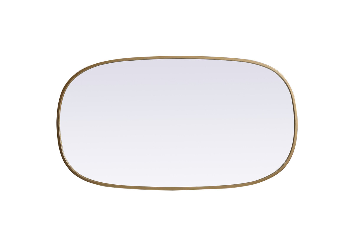 Elegant Decor MR2B2036BRS Metal Frame Oval Mirror 20x36 Inch in Brass