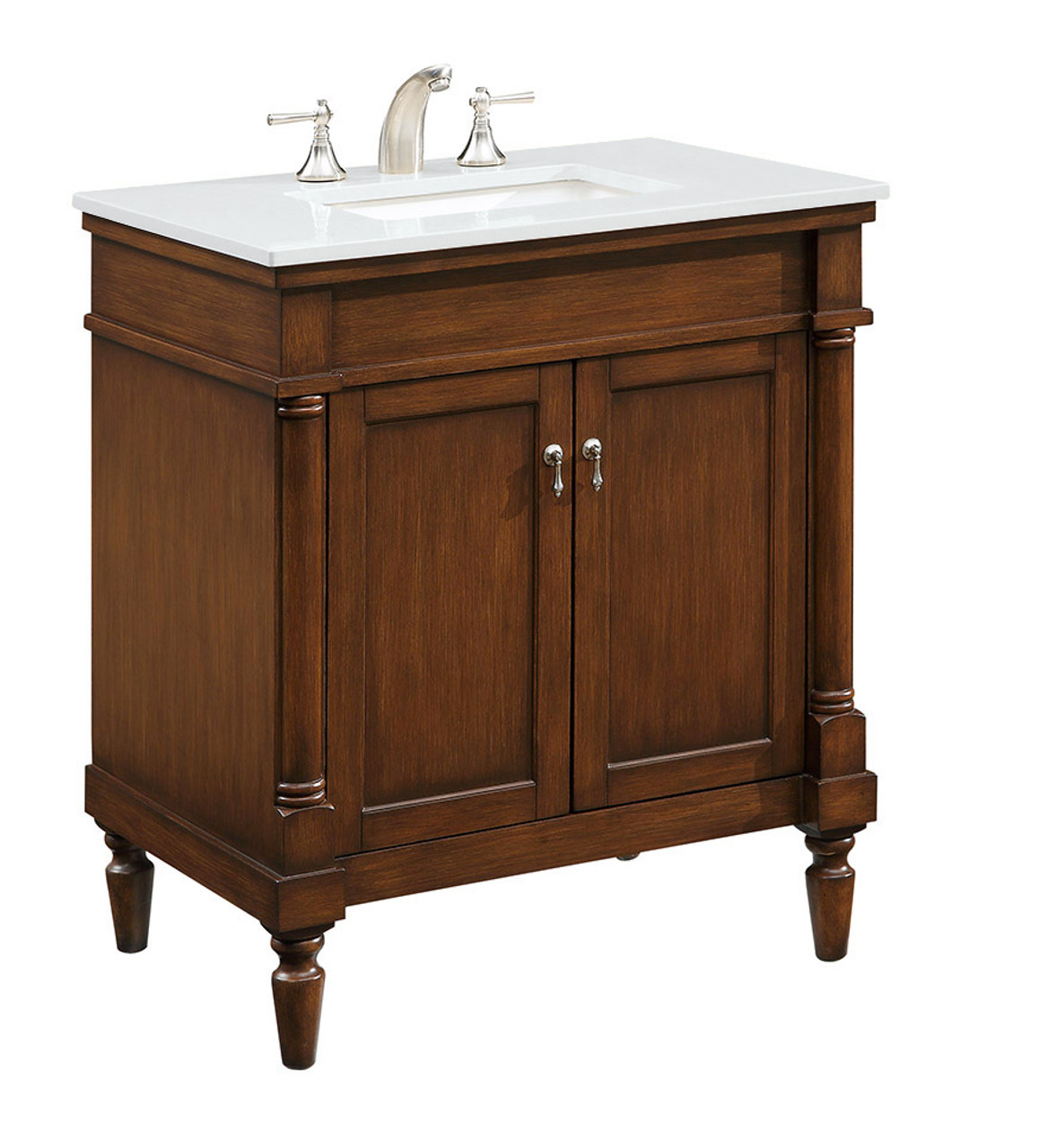 Elegant Decor VF13030WT-VW 30 inch Single Bathroom vanity in Walnut with ivory white engineered marble Elegant Decor VF13030WT-VW 30 inch Single Bathroom vanity in Walnut with ivory white engineered marble