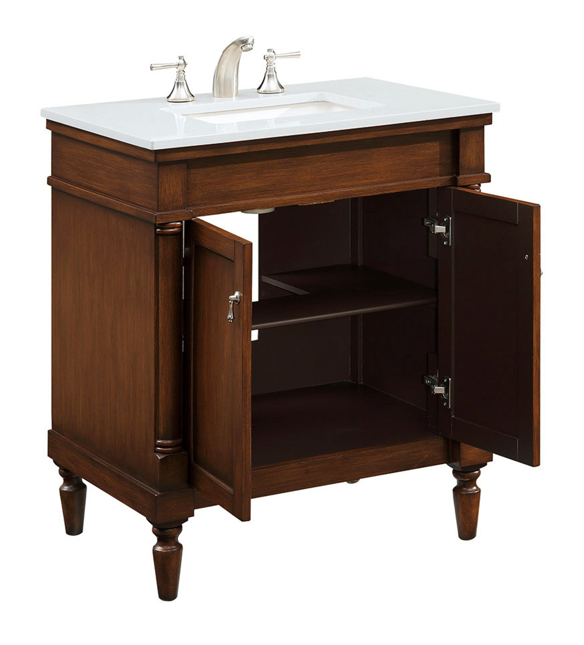 Elegant Decor VF13030WT-VW 30 inch Single Bathroom vanity in Walnut with ivory white engineered marble Elegant Decor VF13030WT-VW 30 inch Single Bathroom vanity in Walnut with ivory white engineered marble