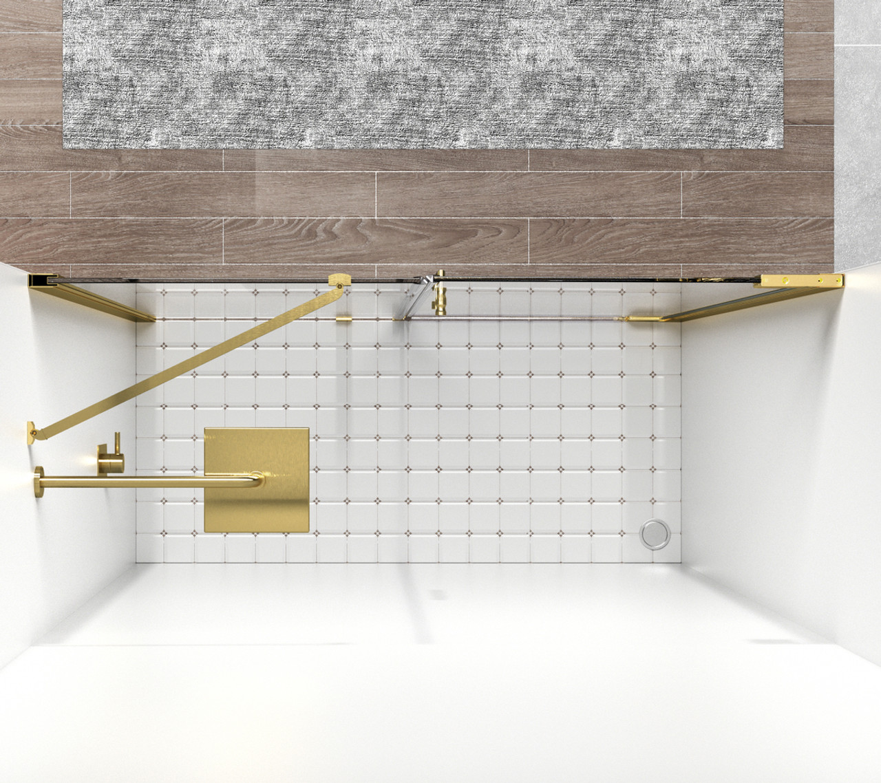 Elegant Kitchen and Bath SD404-6072BGD Semi-frameless hinged shower door 60 x 72 Brushed Gold