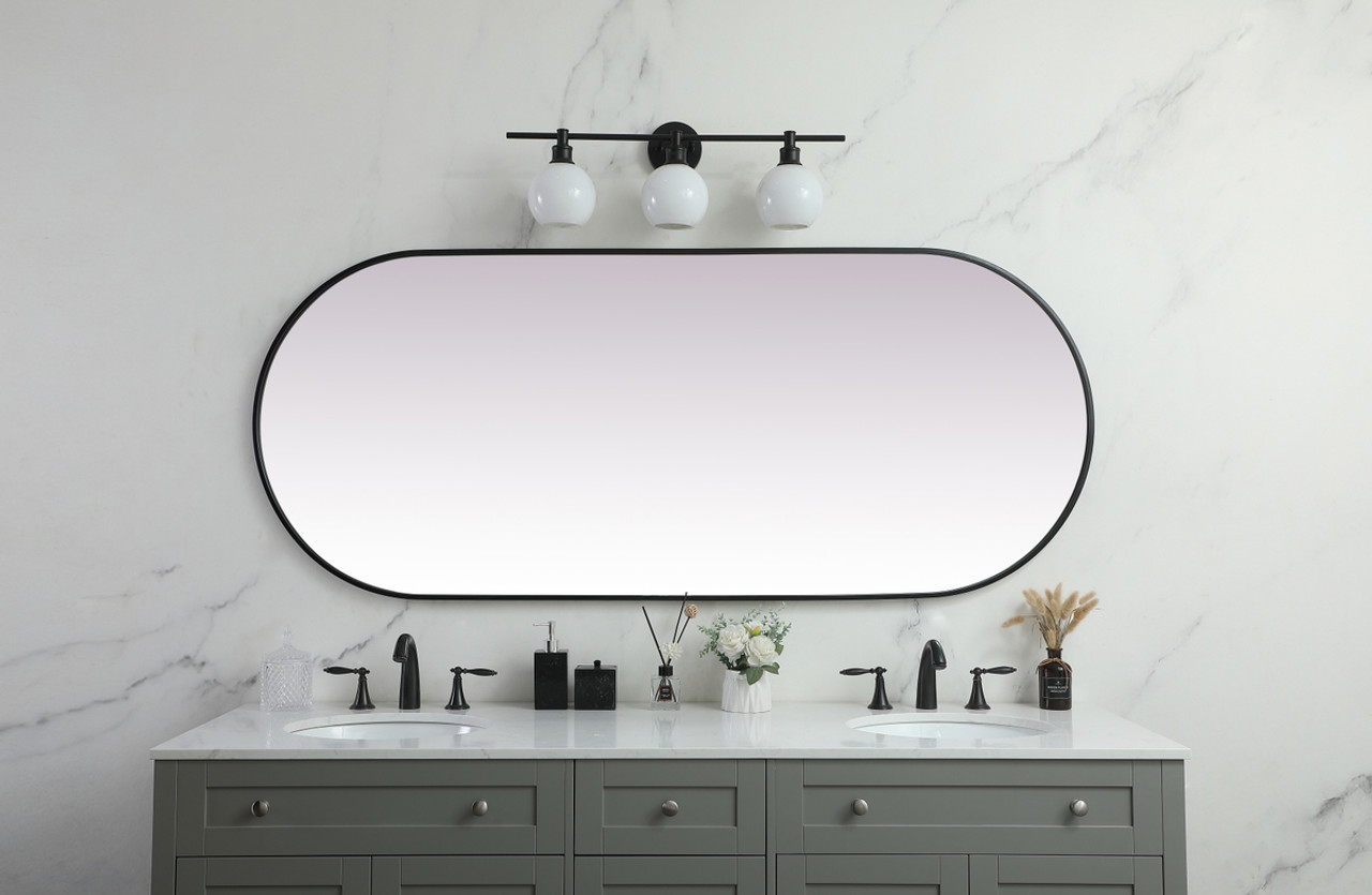 Elegant Decor MR2A3072BLK Metal Frame Oval Mirror 30x72 Inch in Black