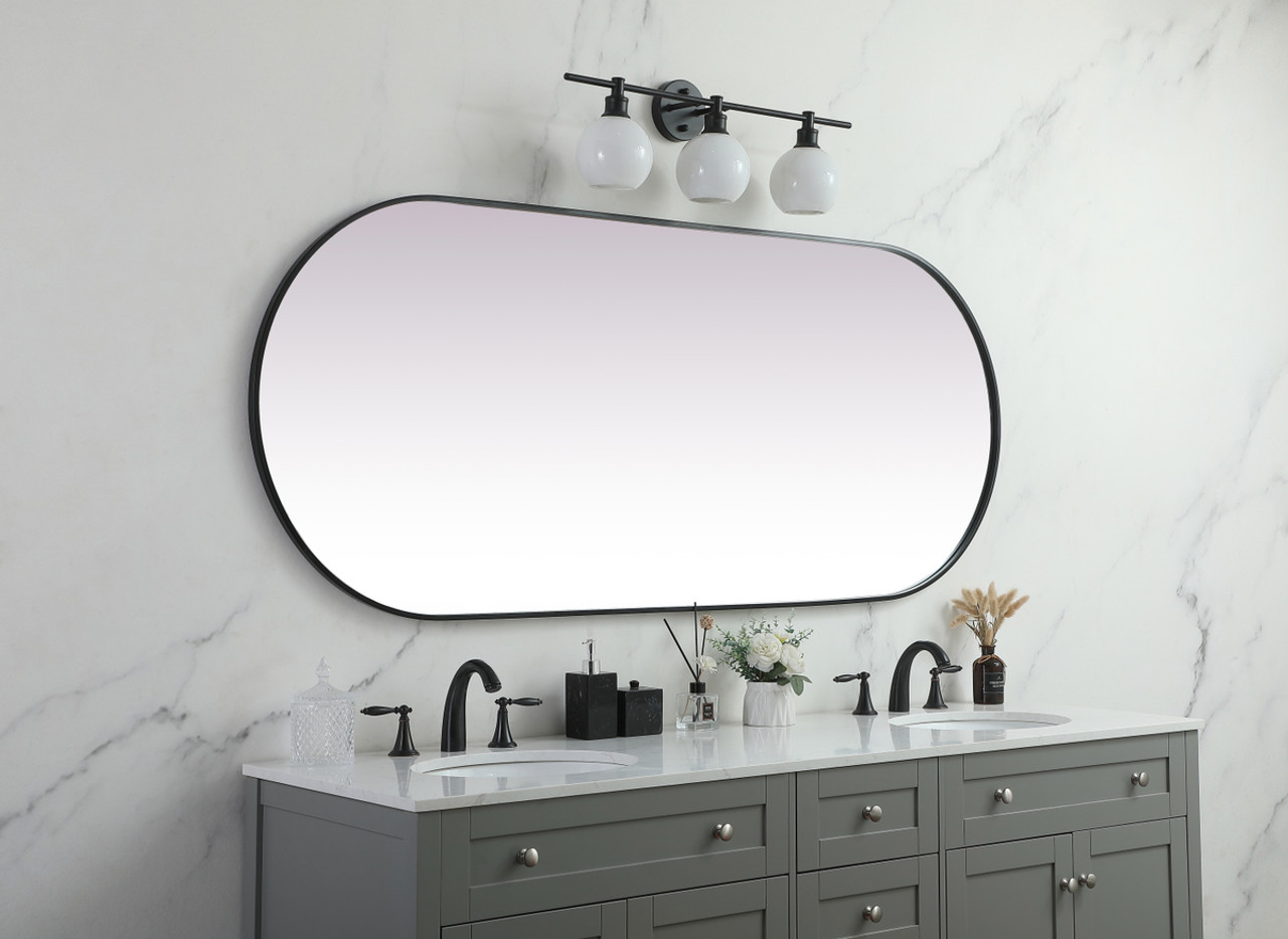 Elegant Decor MR2A3072BLK Metal Frame Oval Mirror 30x72 Inch in Black