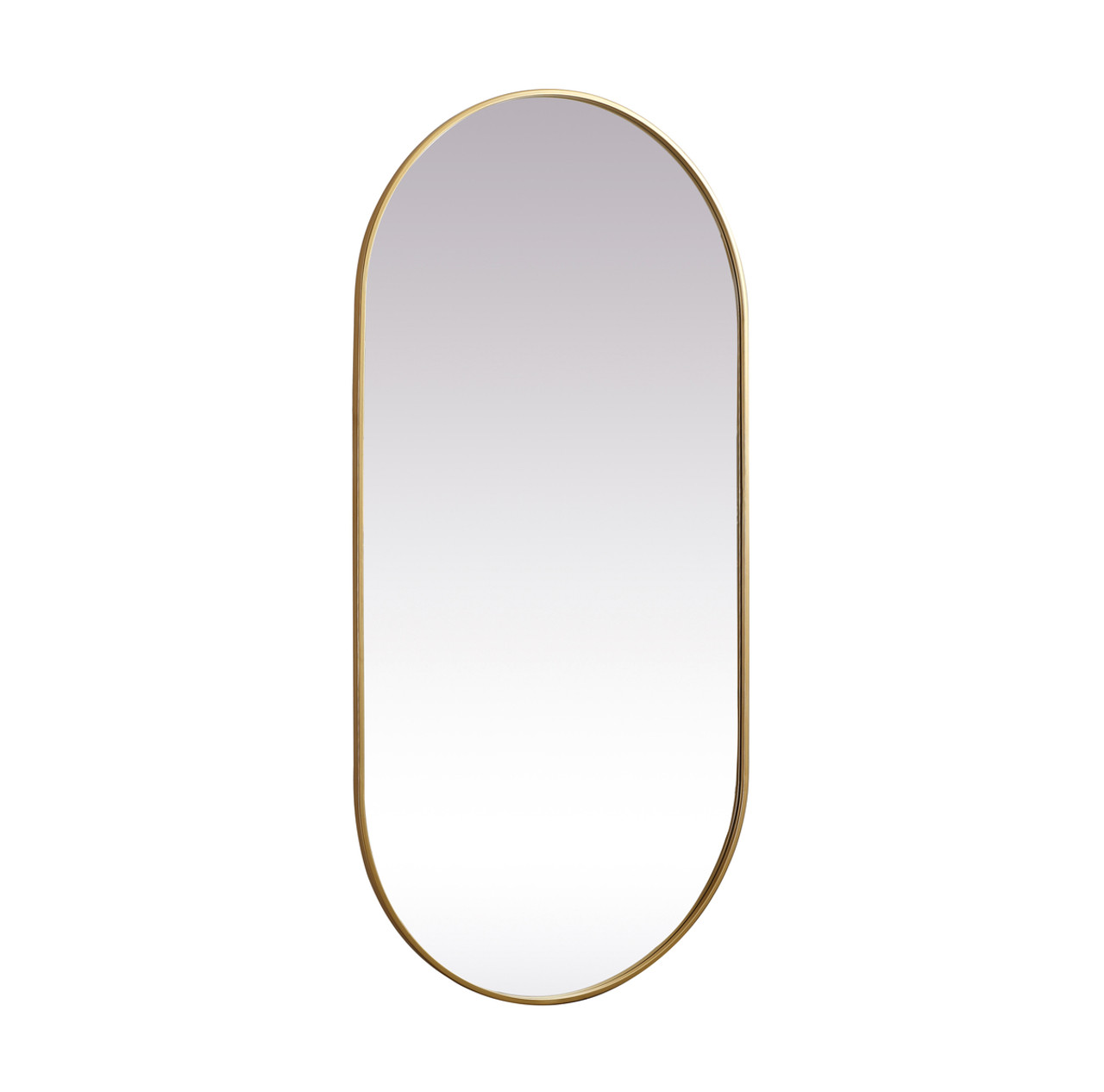 Elegant Decor MR2A3060BRS Metal Frame Oval Mirror 30x60 Inch in Brass
