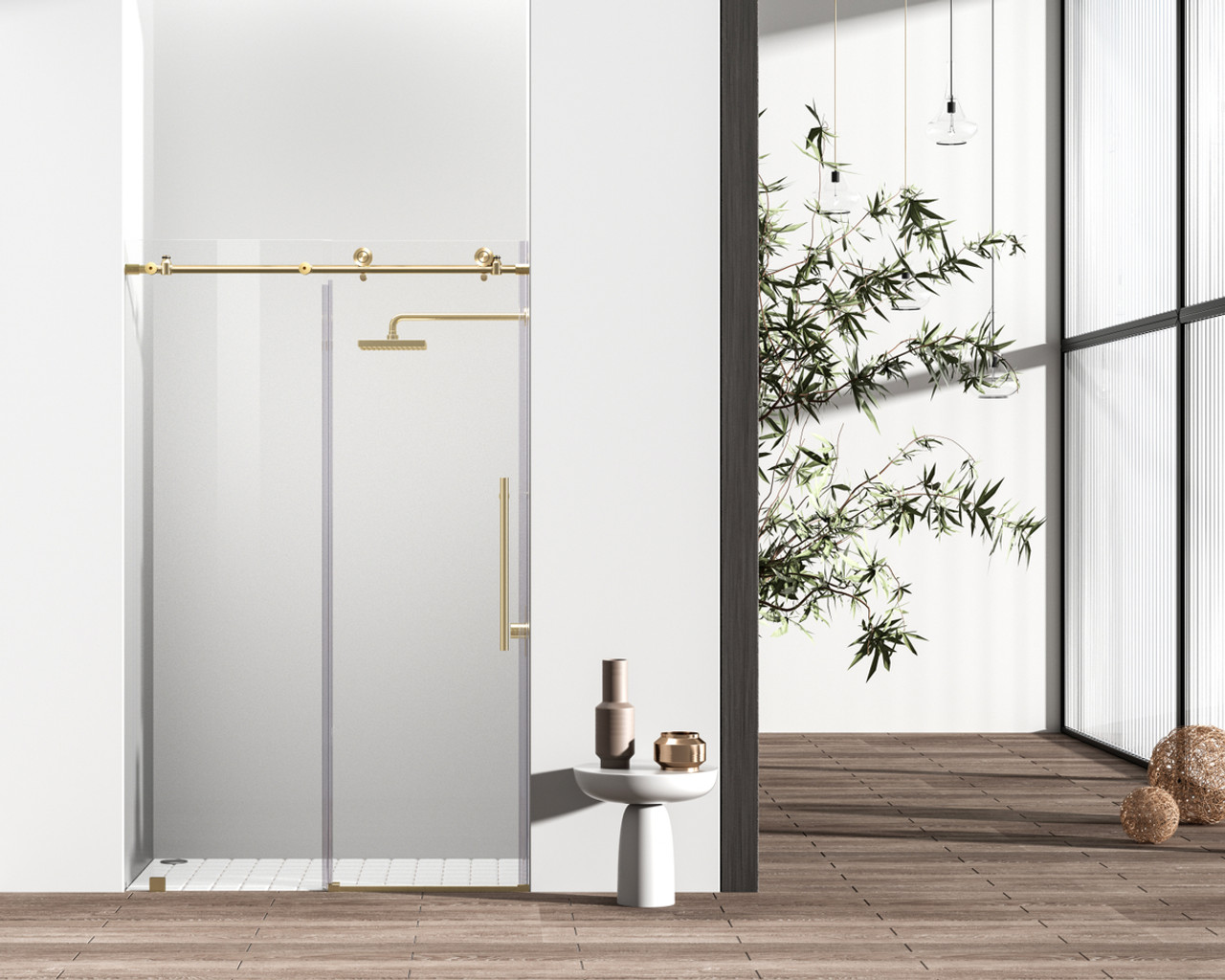 Elegant Kitchen and Bath SD101-4876BGD Frameless shower door 48 x 76 Brushed Gold