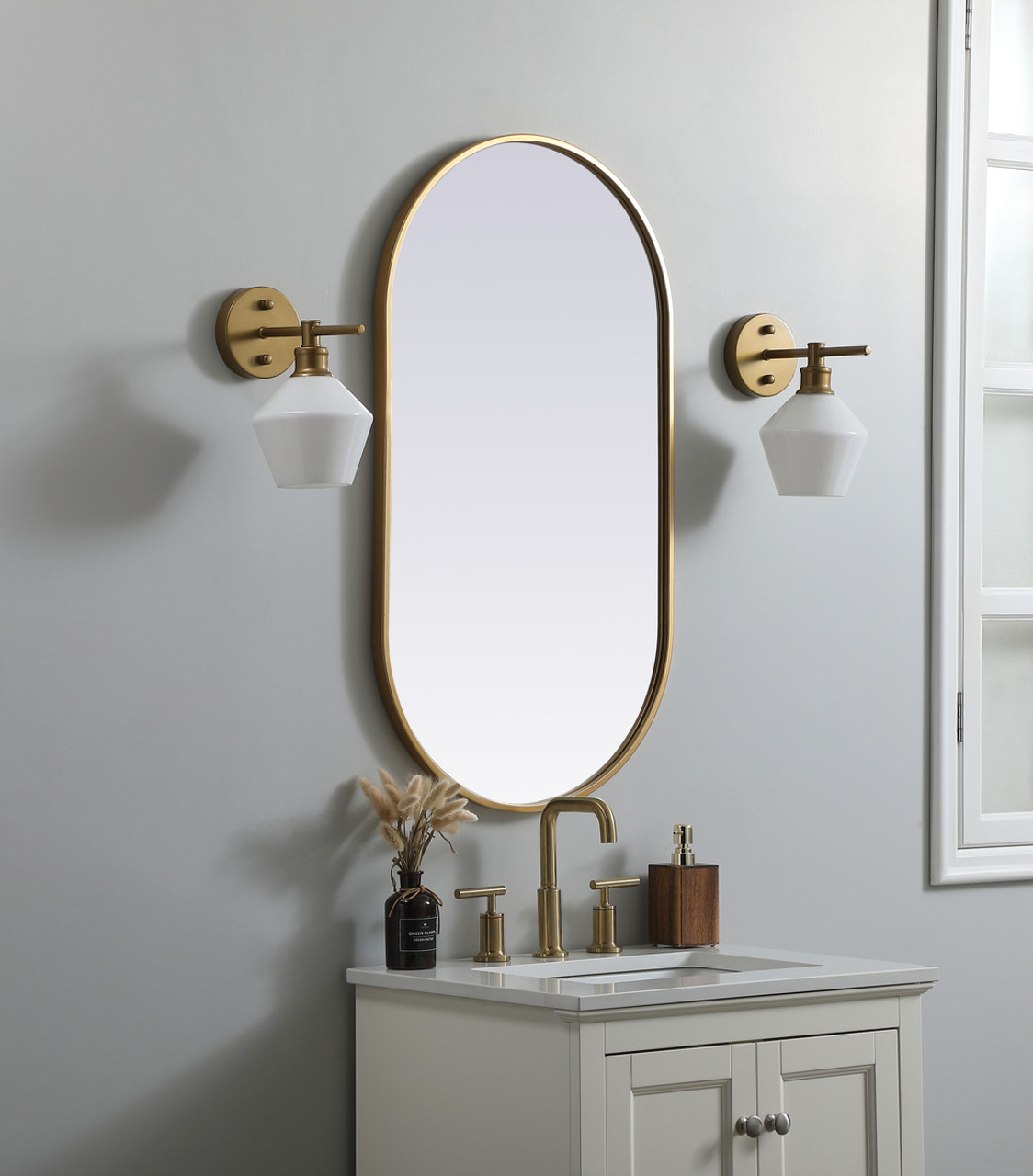 Elegant Decor MR2A2036BRS Metal Frame Oval Mirror 20x36 Inch in Brass Elegant Decor MR2A2036BRS Metal Frame Oval Mirror 20x36 Inch in Brass