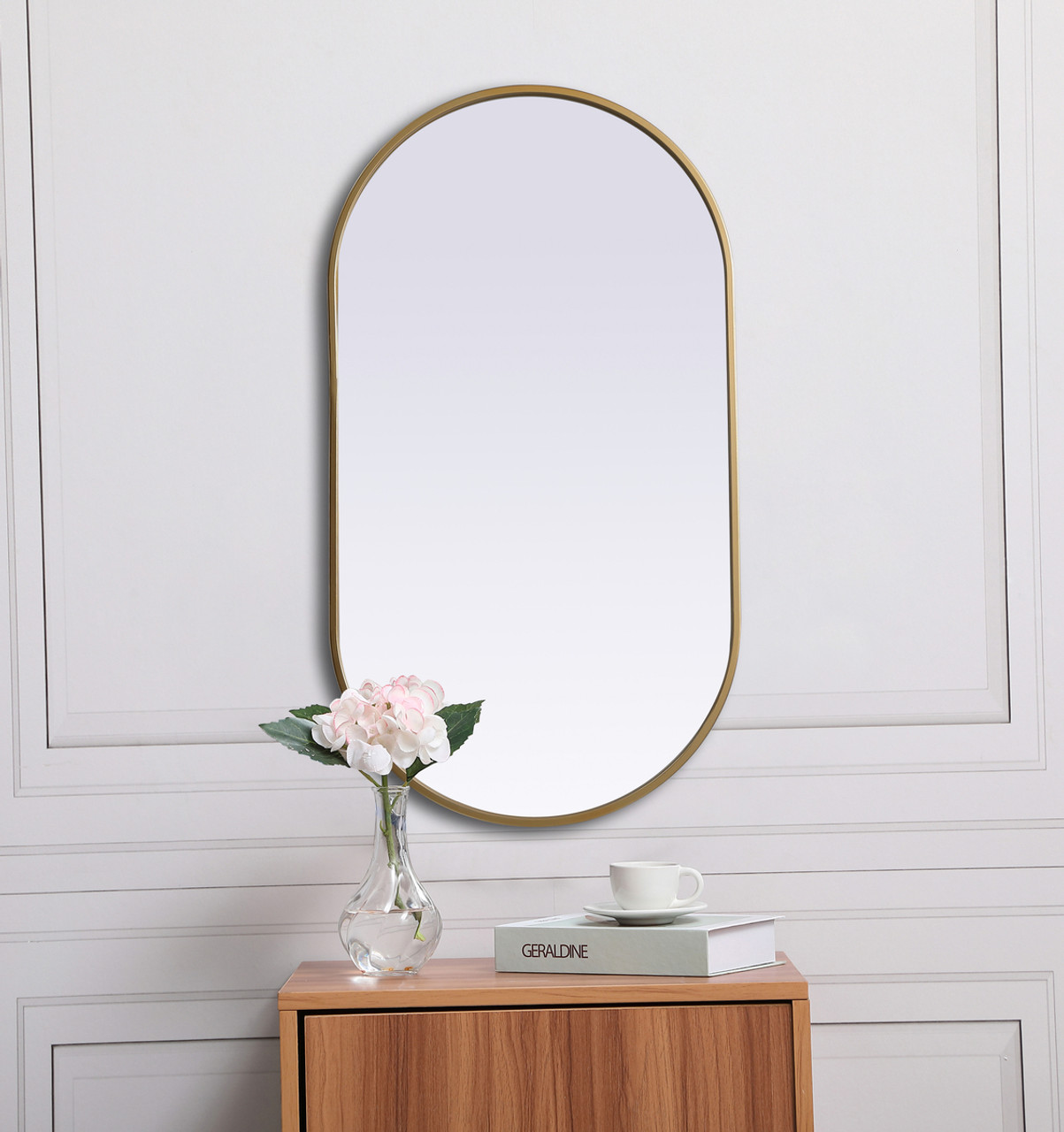Elegant Decor MR2A2036BRS Metal Frame Oval Mirror 20x36 Inch in Brass Elegant Decor MR2A2036BRS Metal Frame Oval Mirror 20x36 Inch in Brass