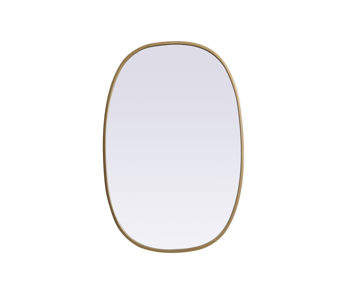 Elegant Decor MR2B2030BRS Metal Frame Oval Mirror 20x30 Inch in Brass