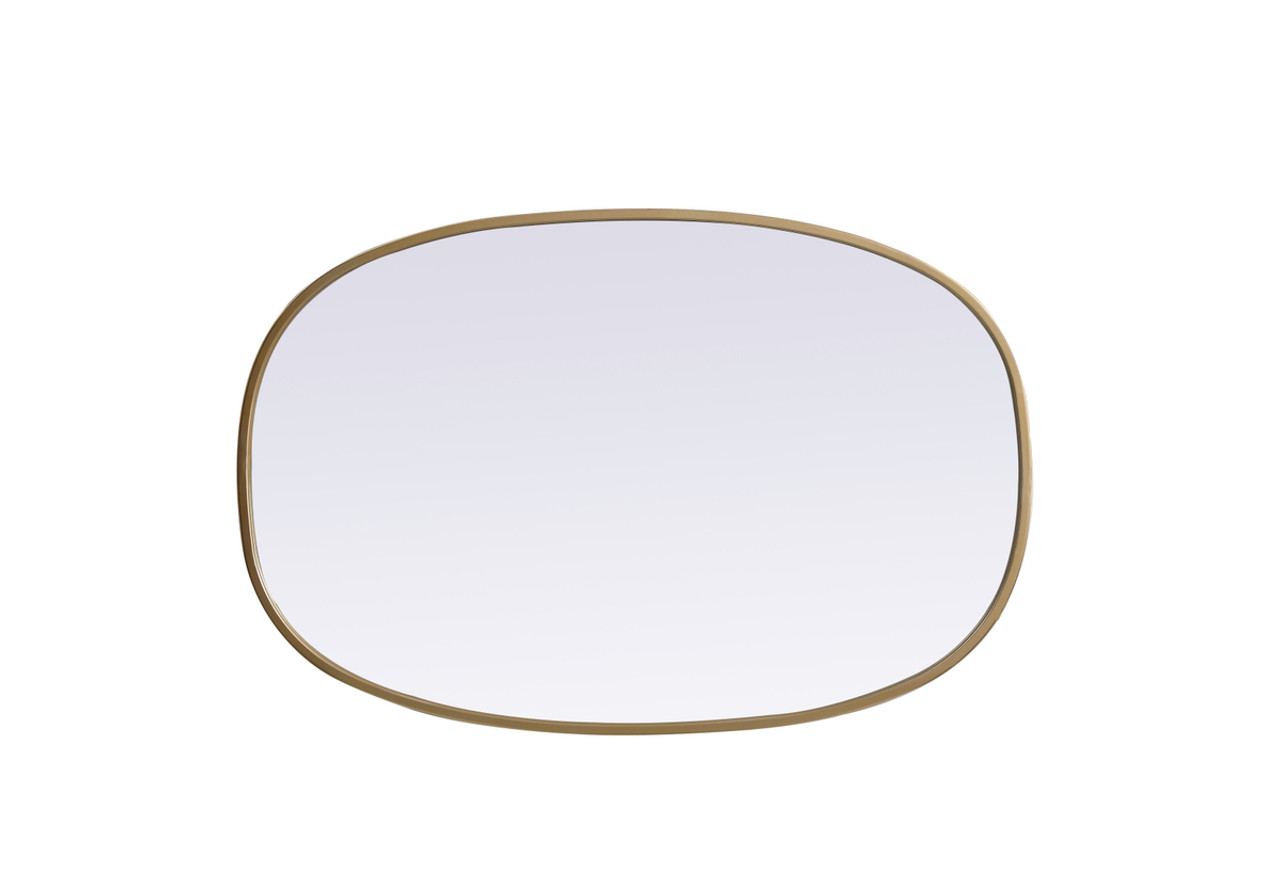 Elegant Decor MR2B2030BRS Metal Frame Oval Mirror 20x30 Inch in Brass