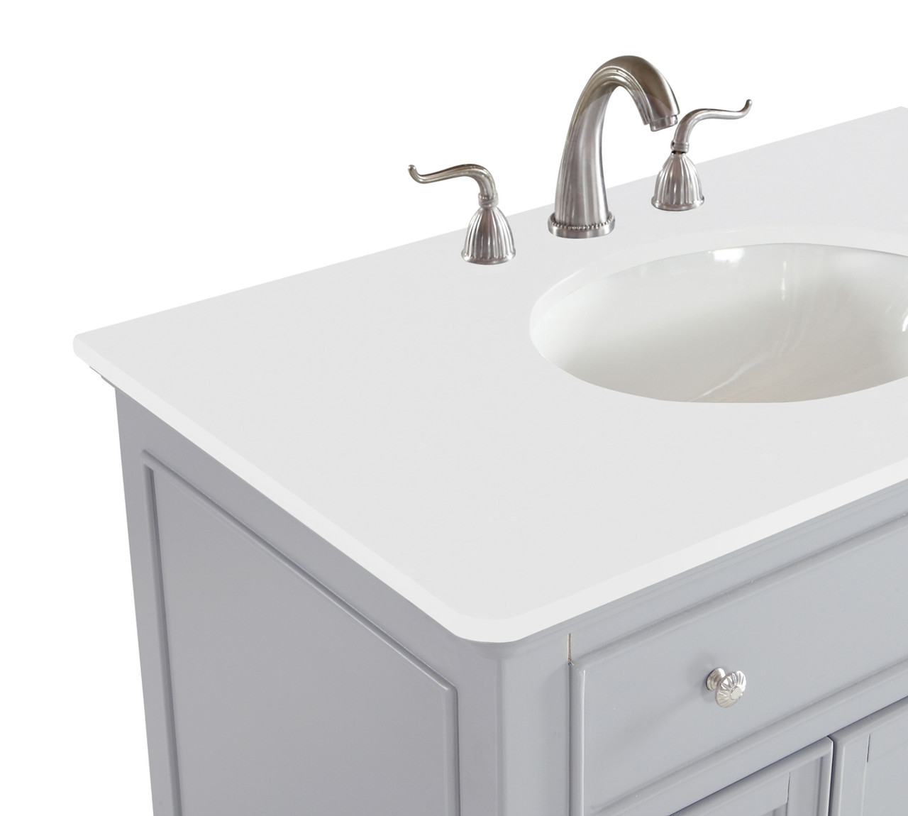 Elegant Kitchen and Bath VF12336GR-VW 36 inch Single Bathroom vanity in Light Grey with ivory white engineered marble