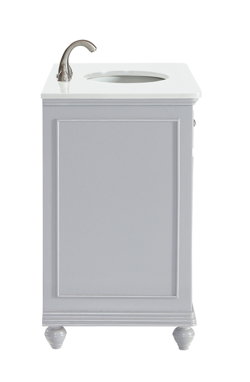 Elegant Kitchen and Bath VF12336GR-VW 36 inch Single Bathroom vanity in Light Grey with ivory white engineered marble