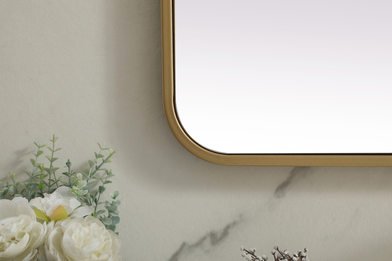 Elegant Decor MR80FL3272BR Soft Corner Metal Rectangle Full Length Mirror 32x72 Inch in Brass