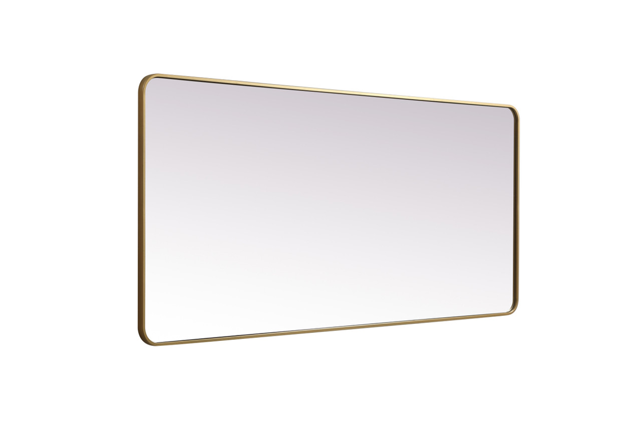 Elegant Decor MR80FL3272BR Soft Corner Metal Rectangle Full Length Mirror 32x72 Inch in Brass