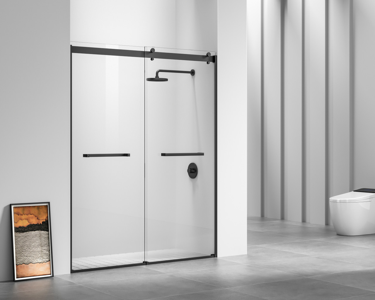 Elegant Kitchen and Bath SD202-6076MBK Frameless shower door 60 x 76 Matte Black