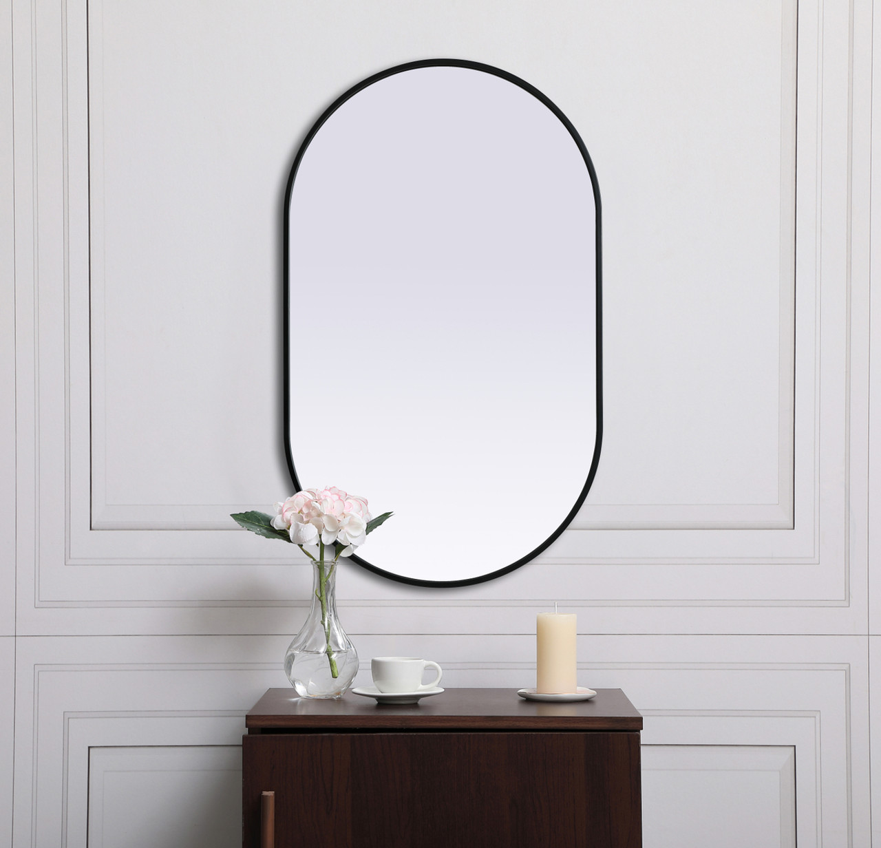 Elegant Decor MR2A2440BLK Metal Frame Oval Mirror 24x40 Inch in Black Elegant Decor MR2A2440BLK Metal Frame Oval Mirror 24x40 Inch in Black