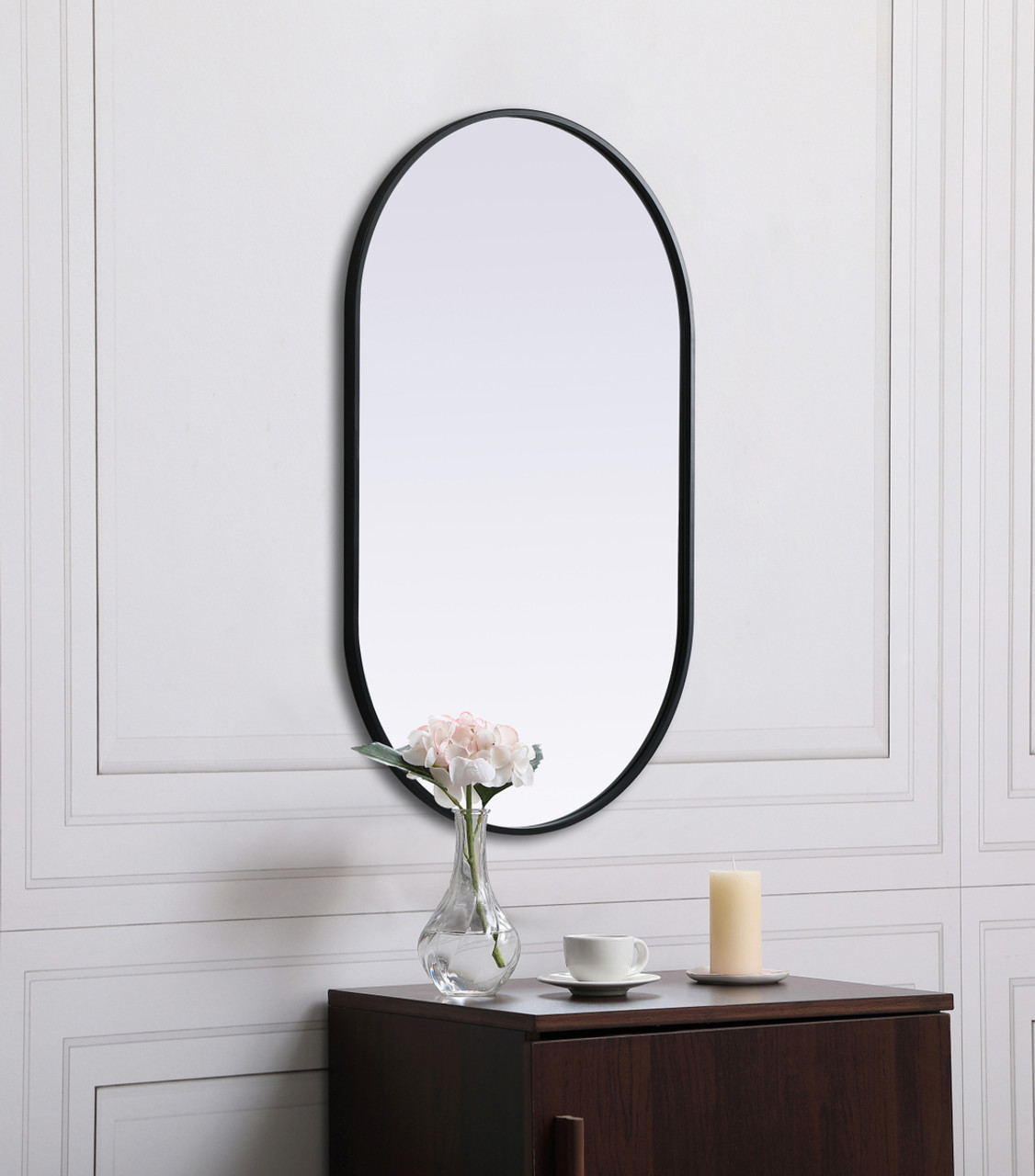 Elegant Decor MR2A2440BLK Metal Frame Oval Mirror 24x40 Inch in Black Elegant Decor MR2A2440BLK Metal Frame Oval Mirror 24x40 Inch in Black
