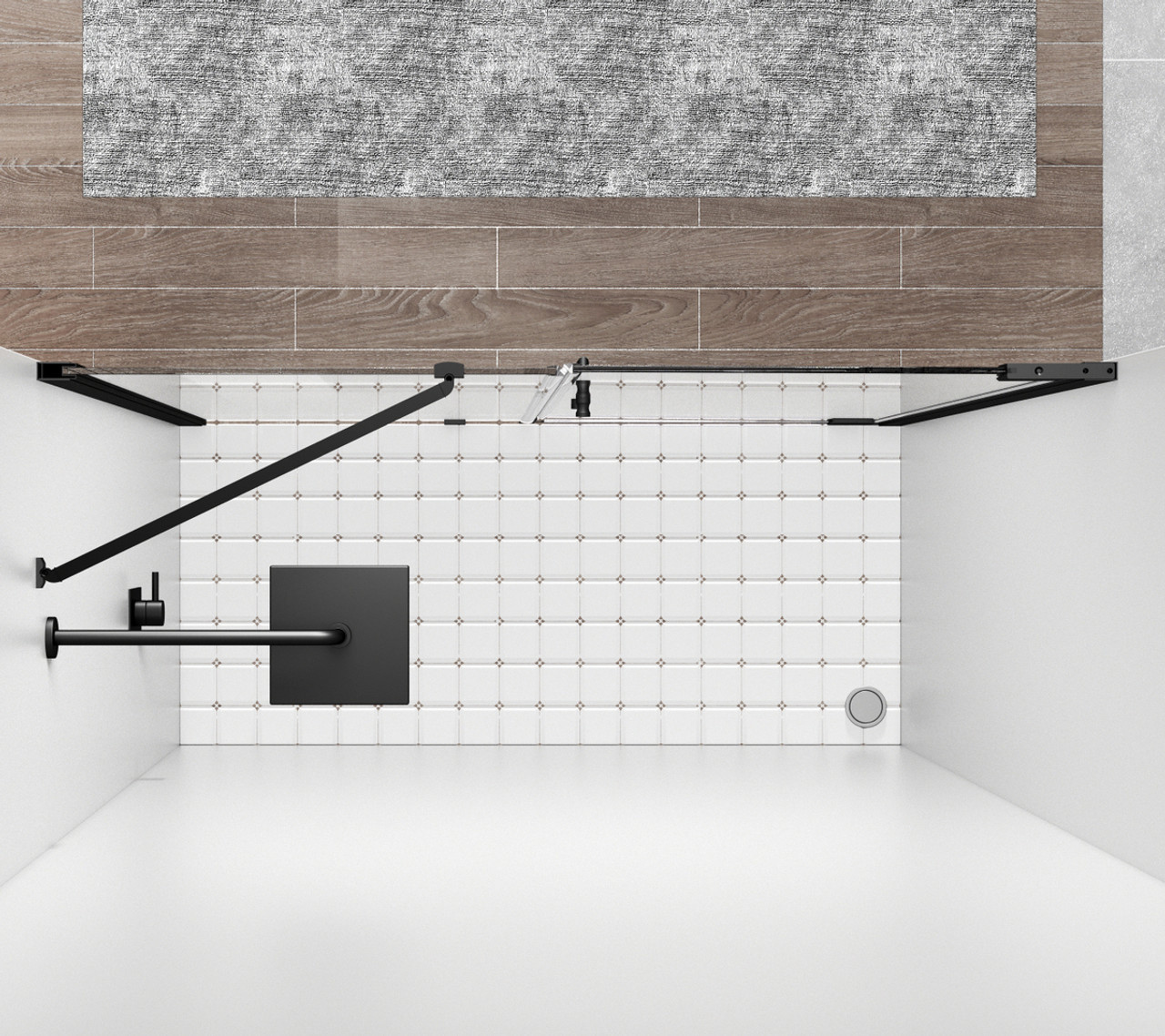Elegant Kitchen and Bath SD404-6072MBK Semi-frameless hinged shower door 60 x 72 Matte Black