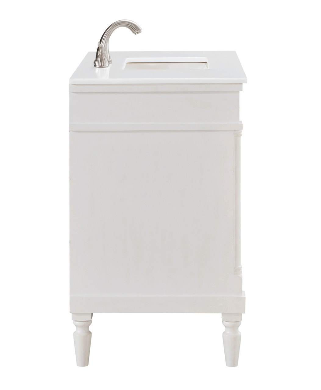 Elegant Kitchen and Bath VF13036AW-VW 36 inch Single Bathroom vanity in Antique White with ivory white engineered marble