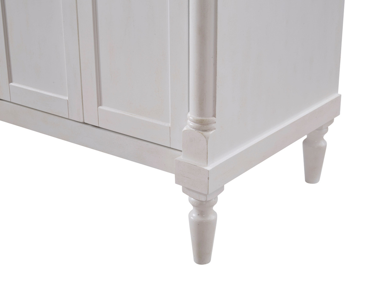 Elegant Kitchen and Bath VF13060DAW-VW 60 inch Single Bathroom vanity in Antique White with ivory white engineered marble