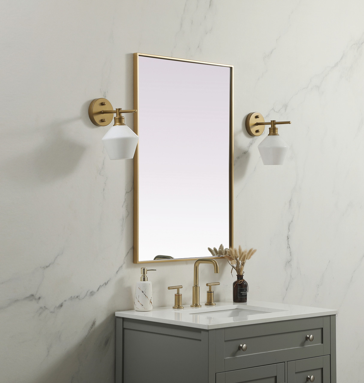 Elegant Decor MR42436BR Metal Frame Rectangle Mirror 24x36 Inch in Brass Elegant Decor MR42436BR Metal Frame Rectangle Mirror 24x36 Inch in Brass