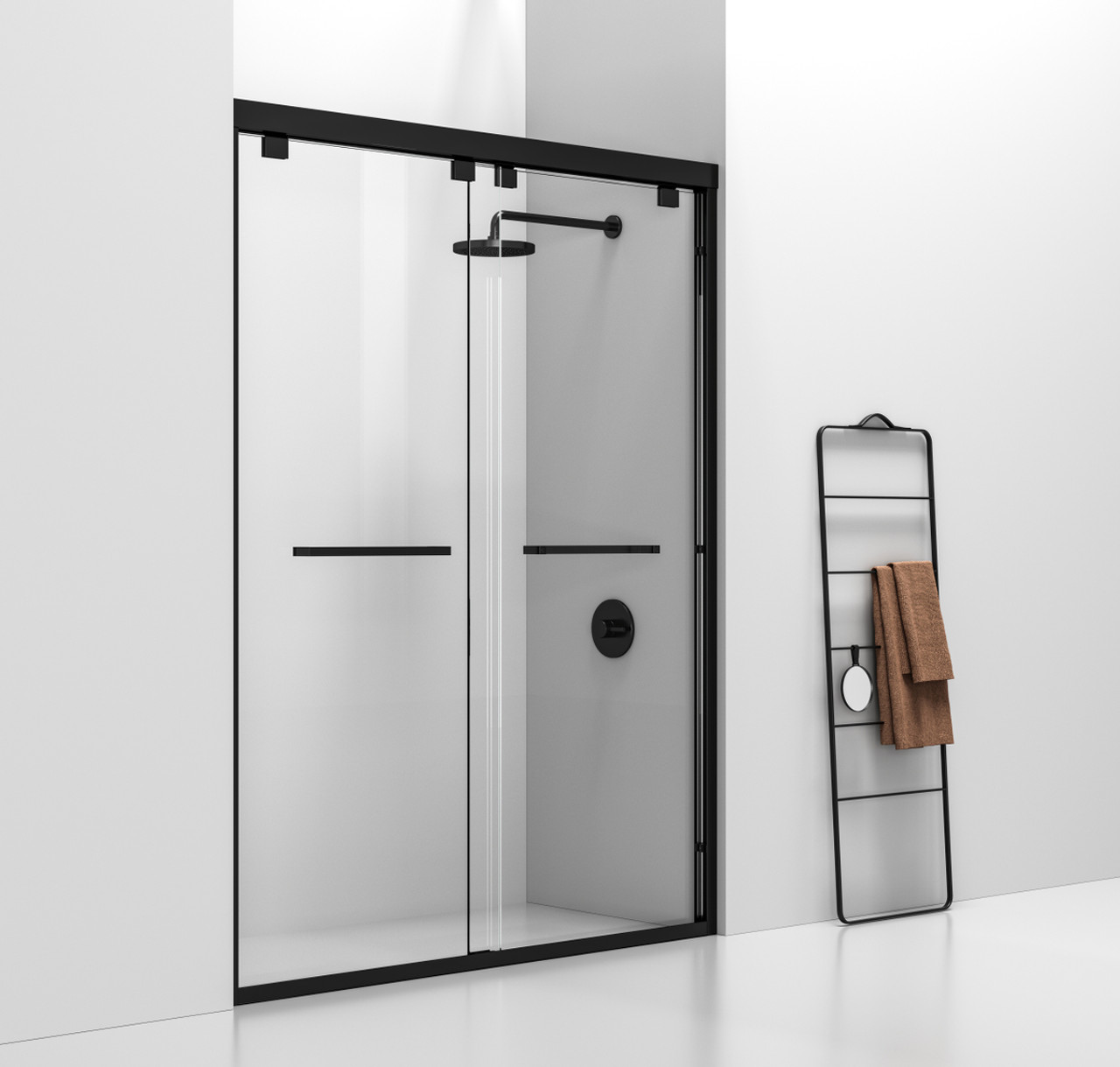 Elegant Kitchen and Bath SD303-6076MBK Semi-frameless shower door 60 x 76 Matte Black