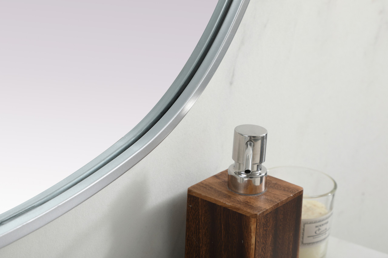 Elegant Decor MR2B3036SIL Metal Frame Oval Mirror 30x36 Inch in Silver