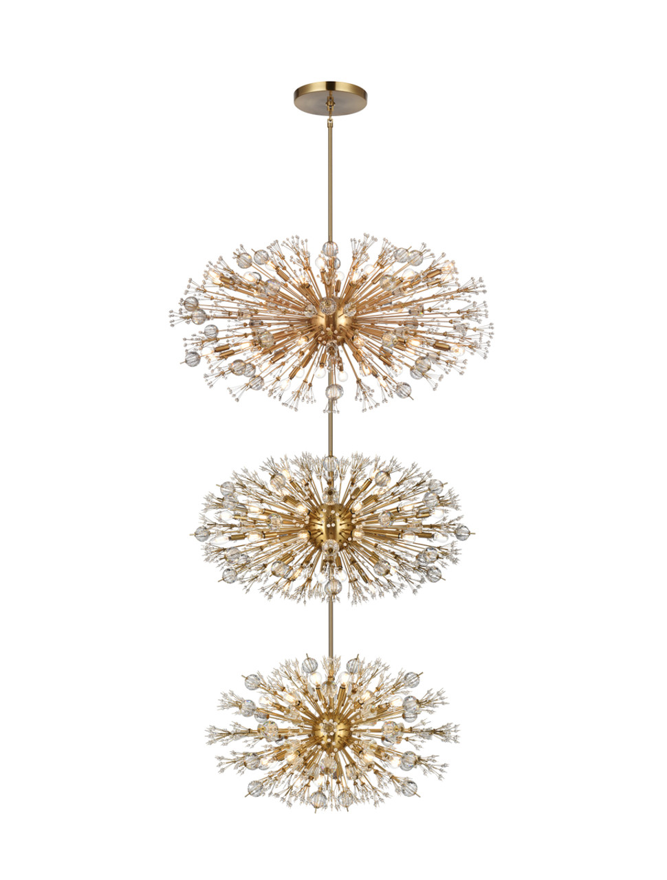 Elegant Lighting 2500G50L3SG Vera 50 inch three tiers crystal starburst chandelier in satin gold