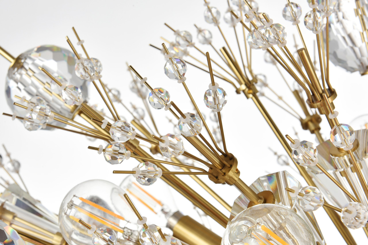 Elegant Lighting 2500G50L3SG Vera 50 inch three tiers crystal starburst chandelier in satin gold