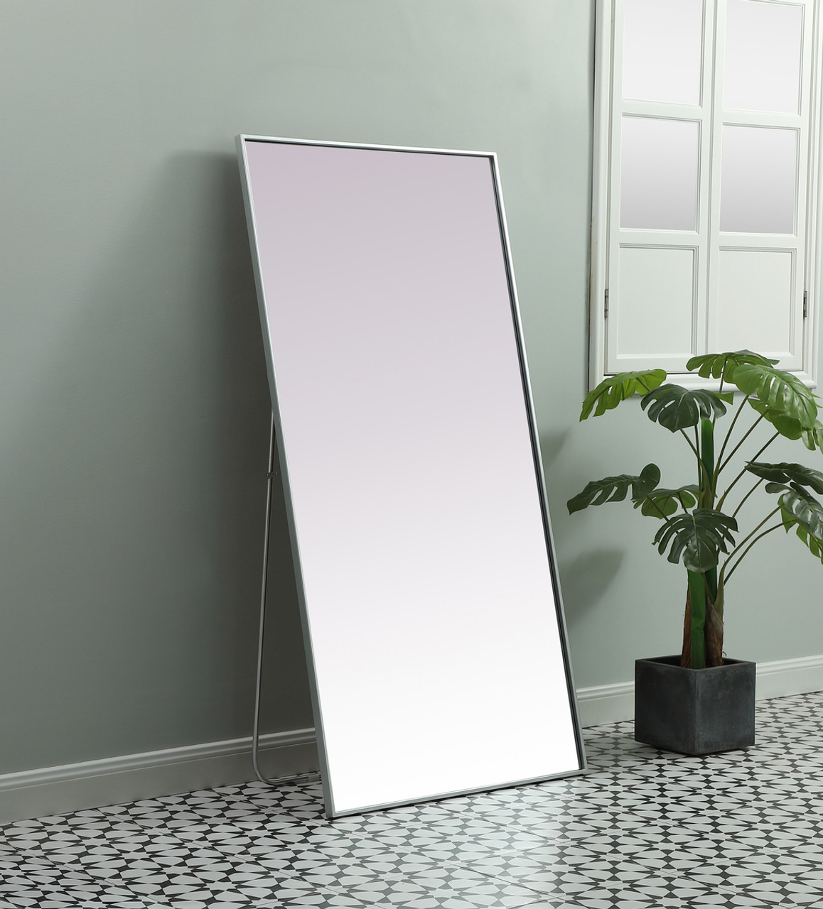 Elegant Decor MR4FL3060S Metal Frame Rectangle Full Length Mirror 30x60 Inch in Silver