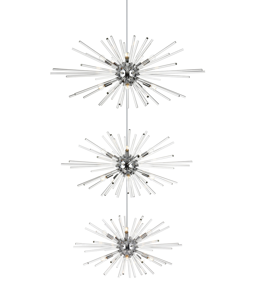 Elegant Lighting 2502G46L3C Sienna 46 inch three tiers crystal starburst chandelier in chrome