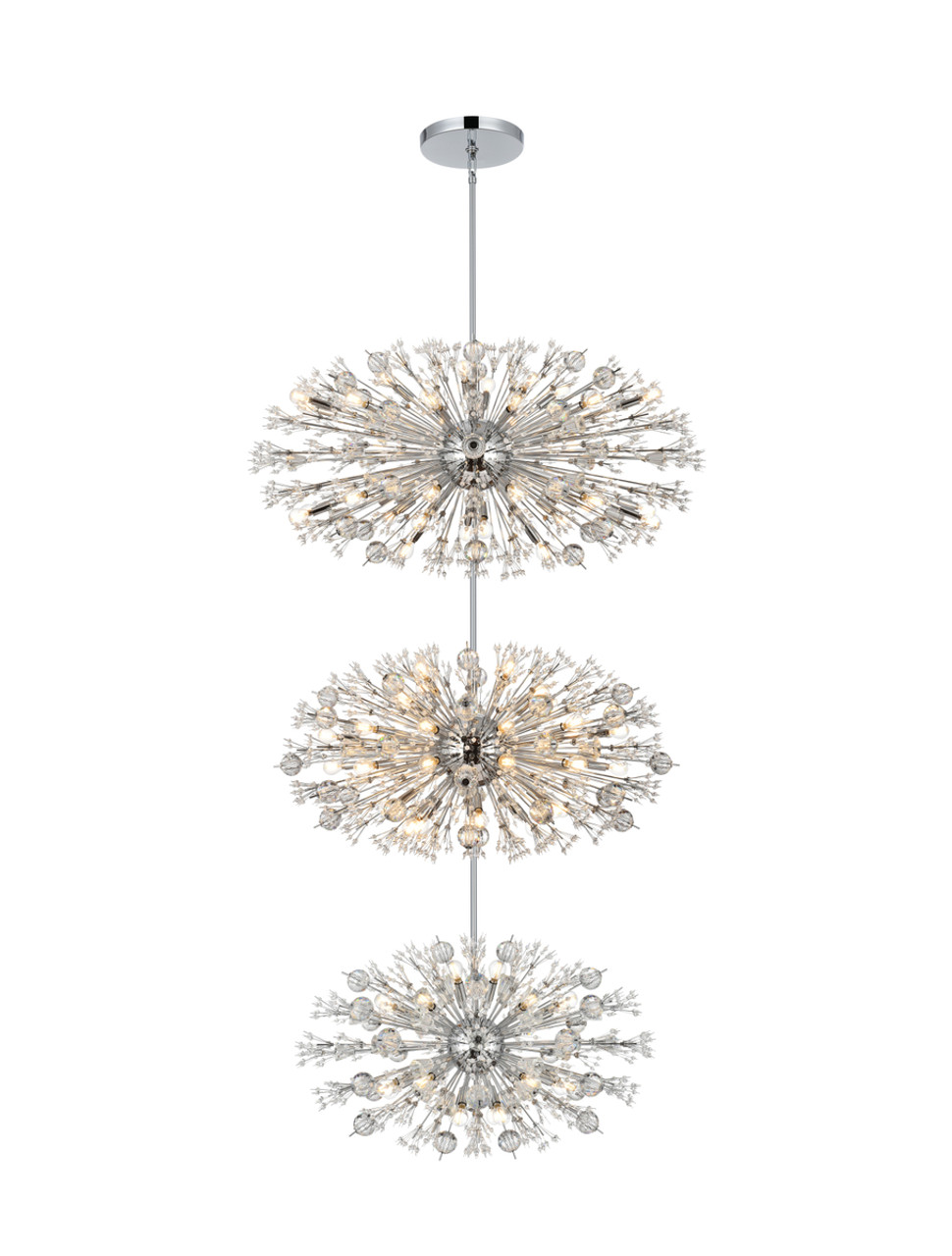 Elegant Lighting 2500G50L3C Vera 50 inch three tiers crystal starburst chandelier in chrome