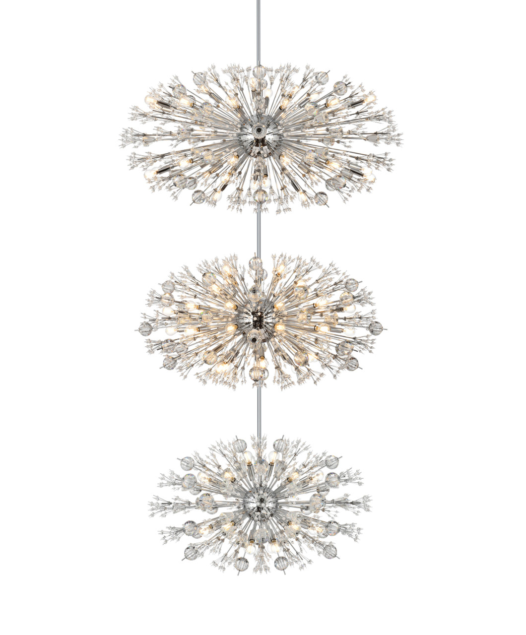 Elegant Lighting 2500G50L3C Vera 50 inch three tiers crystal starburst chandelier in chrome