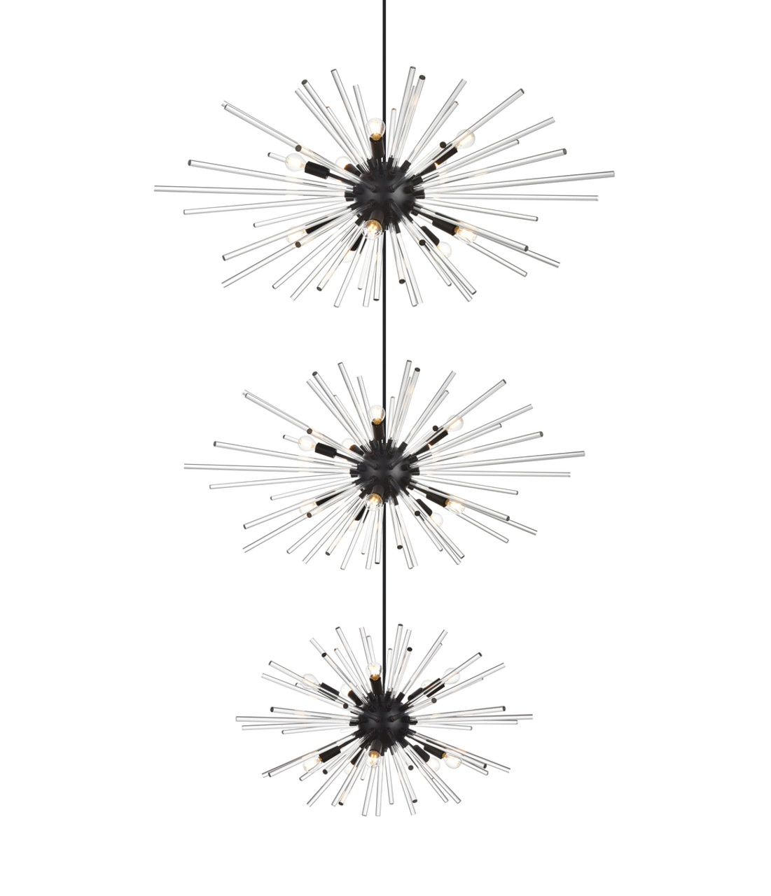Elegant Lighting 2502G46L3BK Sienna 46 inch three tiers crystal starburst chandelier in black