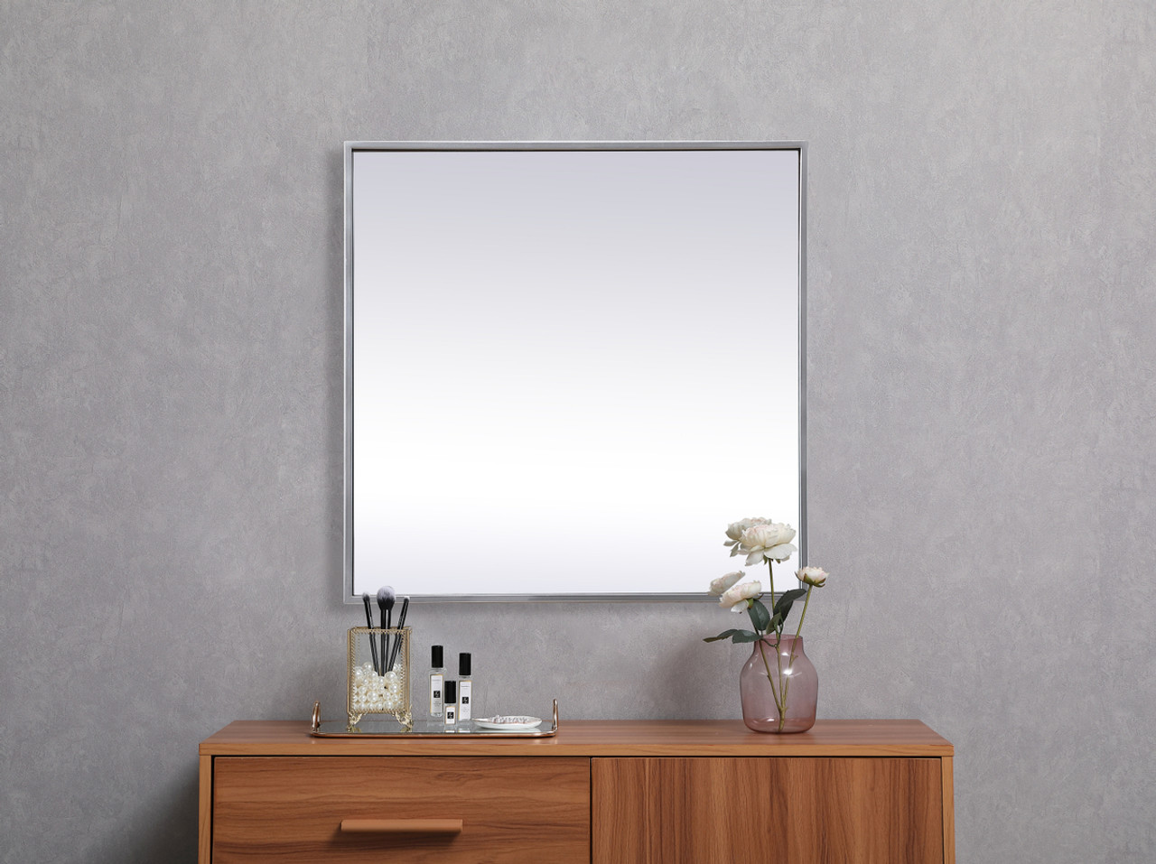 Elegant Decor MR42424S Metal Frame Square Mirror 24 inch in Silver Elegant Decor MR42424S Metal Frame Square Mirror 24 inch in Silver
