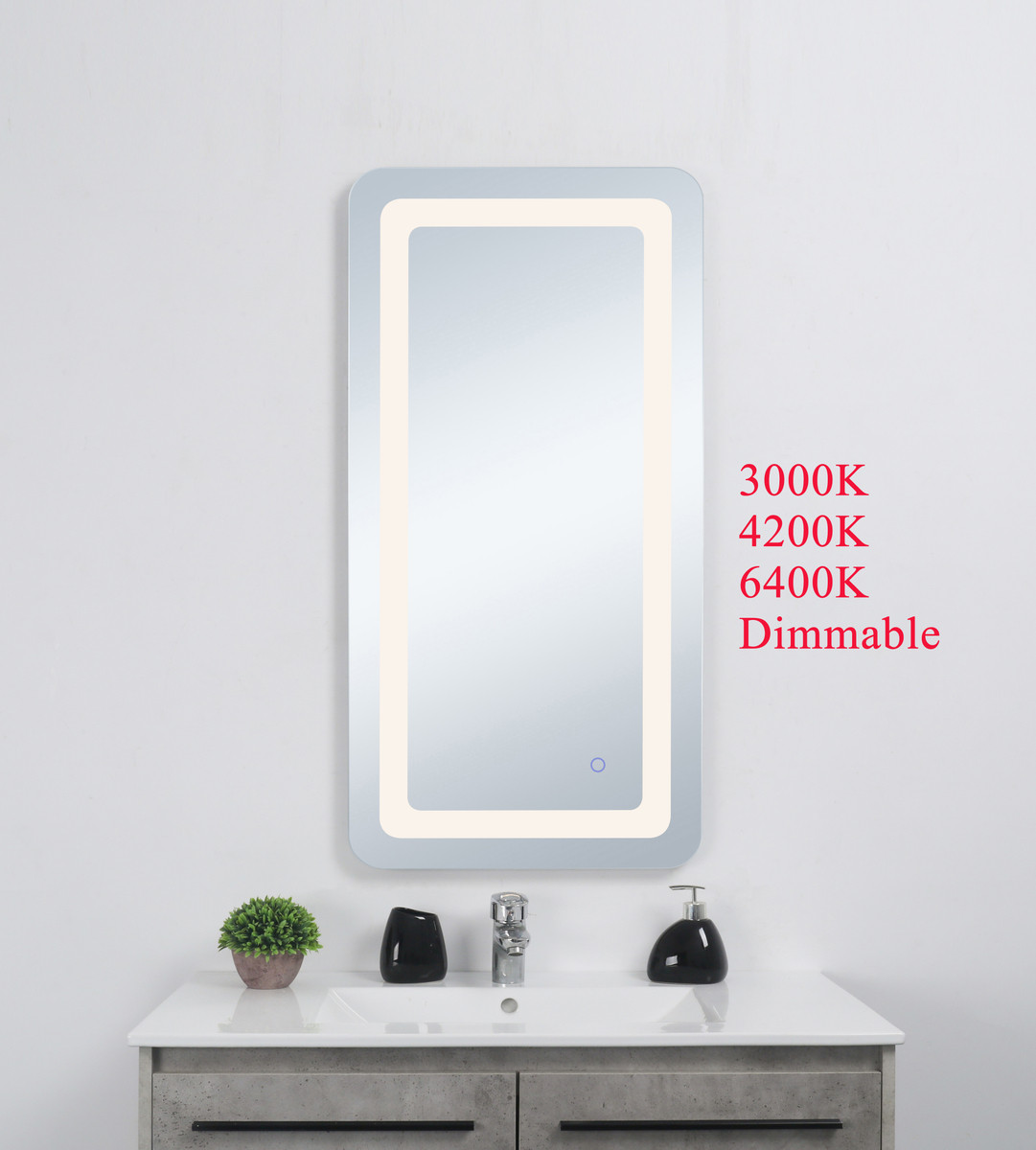 Elegant Decor MRE32740 Genesis 27in x 40in soft edge LED mirror