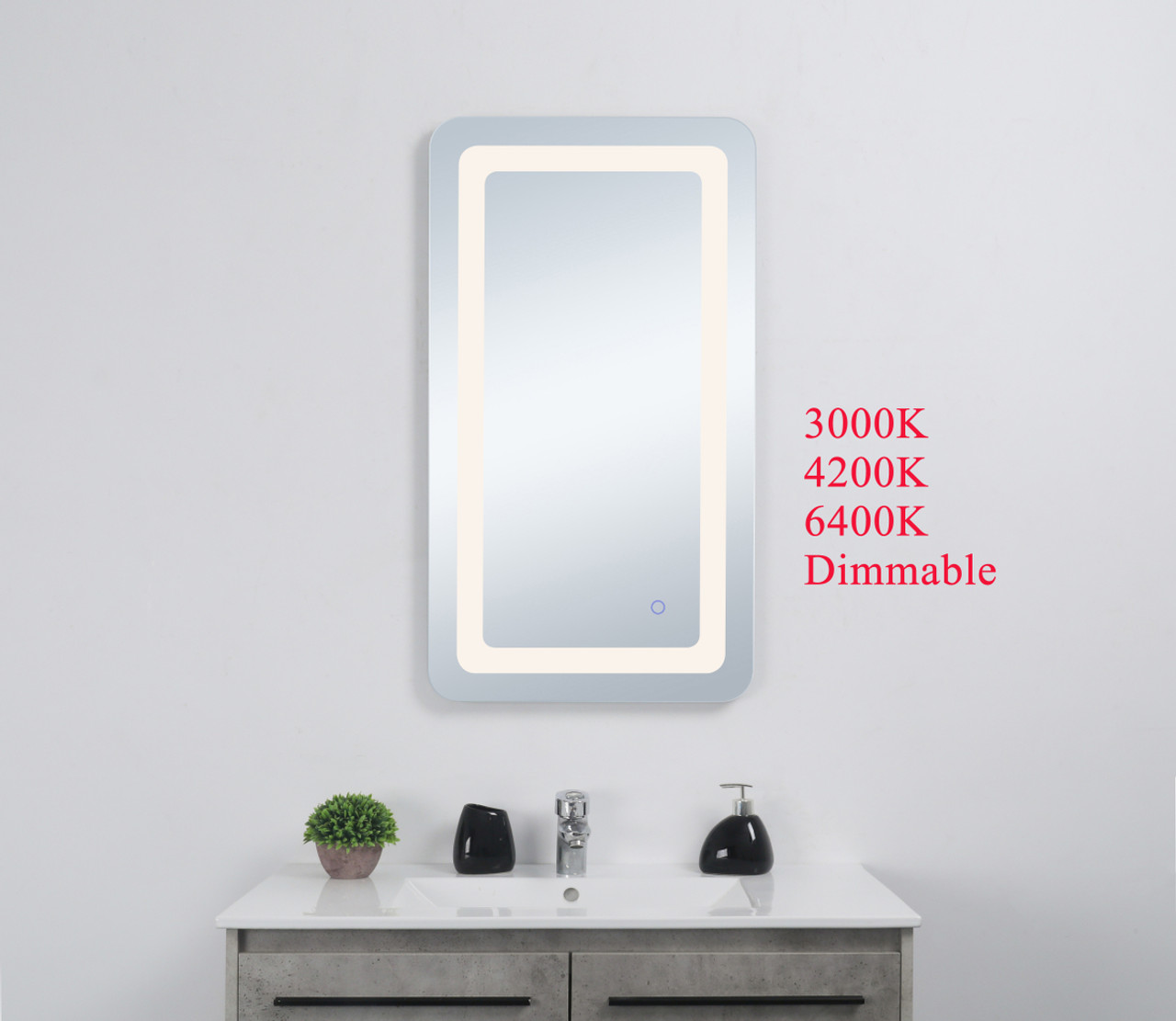 Elegant Decor MRE32436 Genesis 24in x 36in soft edge LED mirror