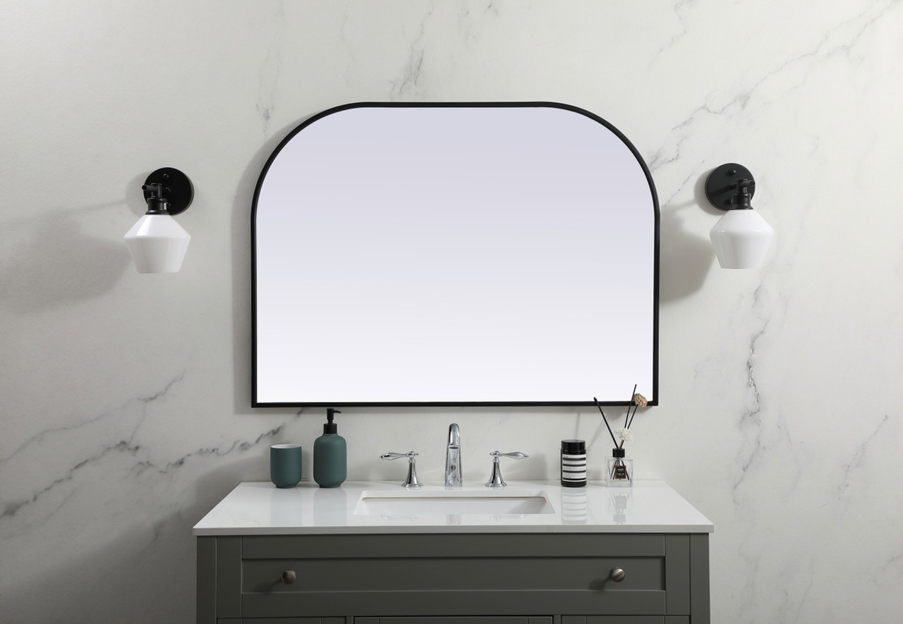 Elegant Decor MR1B4030BLK Metal Frame Arch Mirror 40x30 Inch in Black