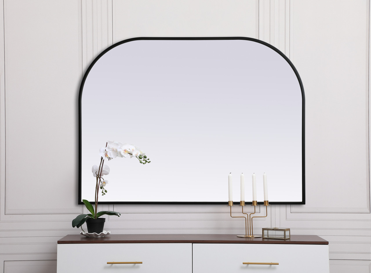 Elegant Decor MR1B4030BLK Metal Frame Arch Mirror 40x30 Inch in Black