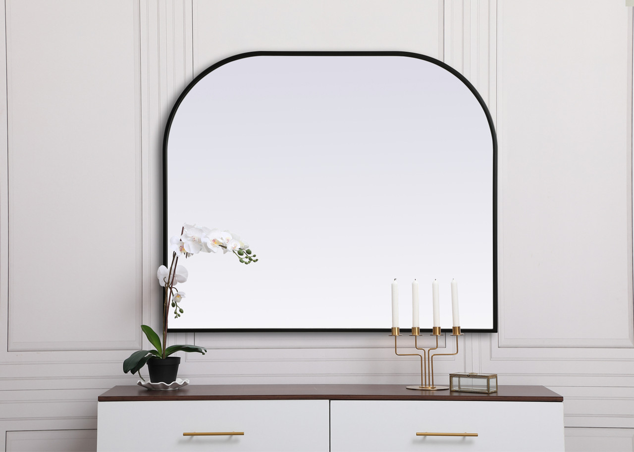 Elegant Decor MR1B4034BLK Metal Frame Arch Mirror 40x34 Inch in Black