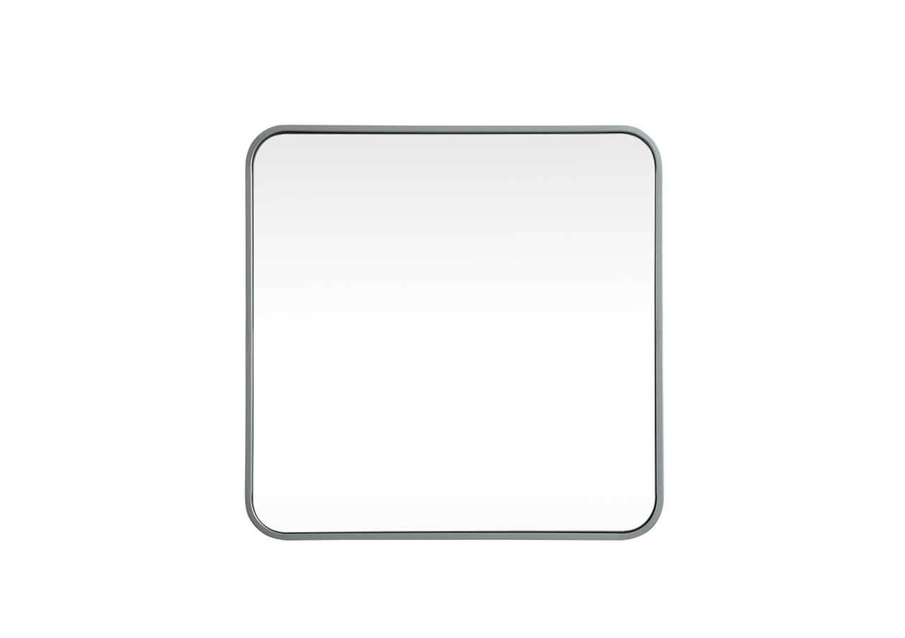 Elegant Decor MR802424S Soft corner metal square mirror 24x24 inch in Silver