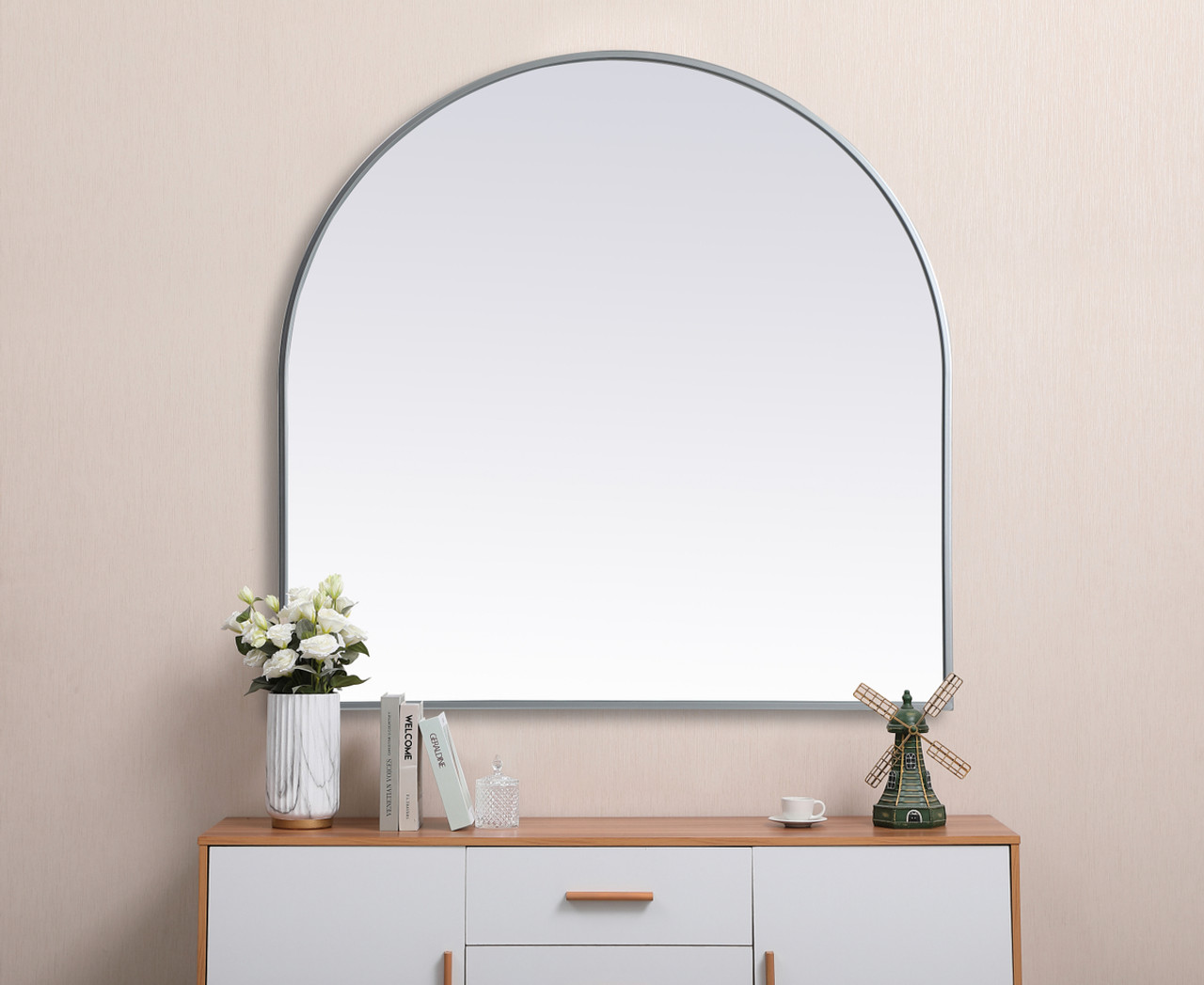 Elegant Decor MR1A3636SIL Metal Frame Arch Mirror 36x36 Inch in Silver Elegant Decor MR1A3636SIL Metal Frame Arch Mirror 36x36 Inch in Silver