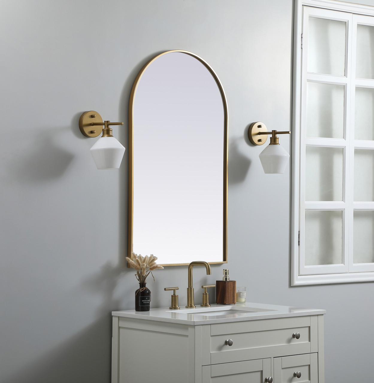 Elegant Decor MR1A2440BRS Metal Frame Arch Mirror 24x40 Inch in Brass Elegant Decor MR1A2440BRS Metal Frame Arch Mirror 24x40 Inch in Brass