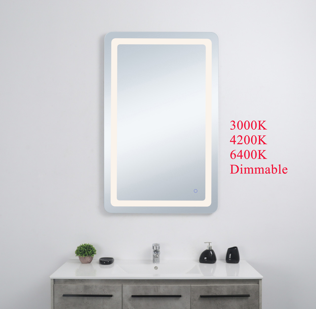 Elegant Decor MRE33048 Genesis 30in x 48in soft edge LED mirror
