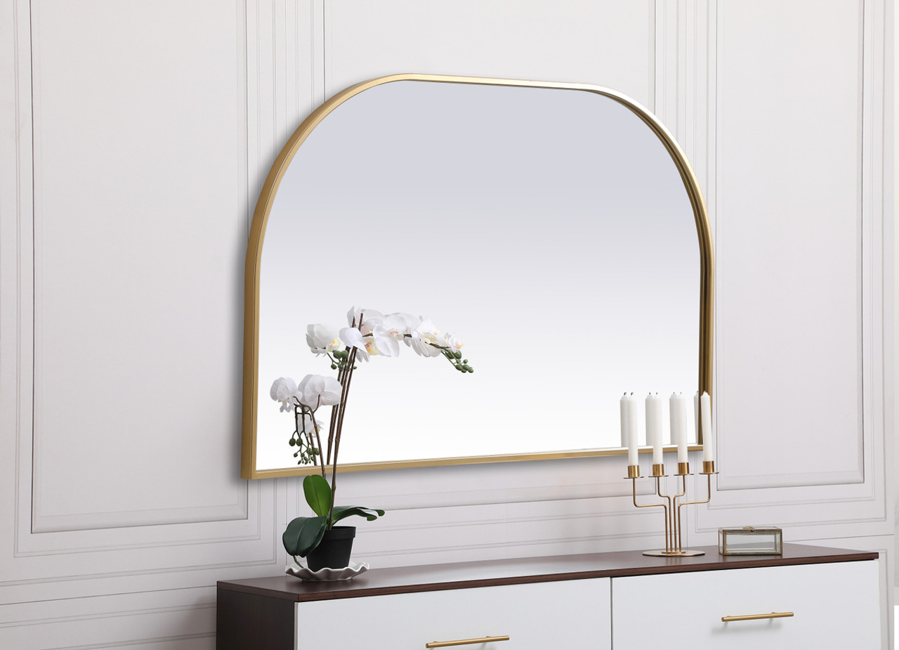 Elegant Decor MR1B3924BRS Metal Frame Arch Mirror 39x24 Inch in Brass
