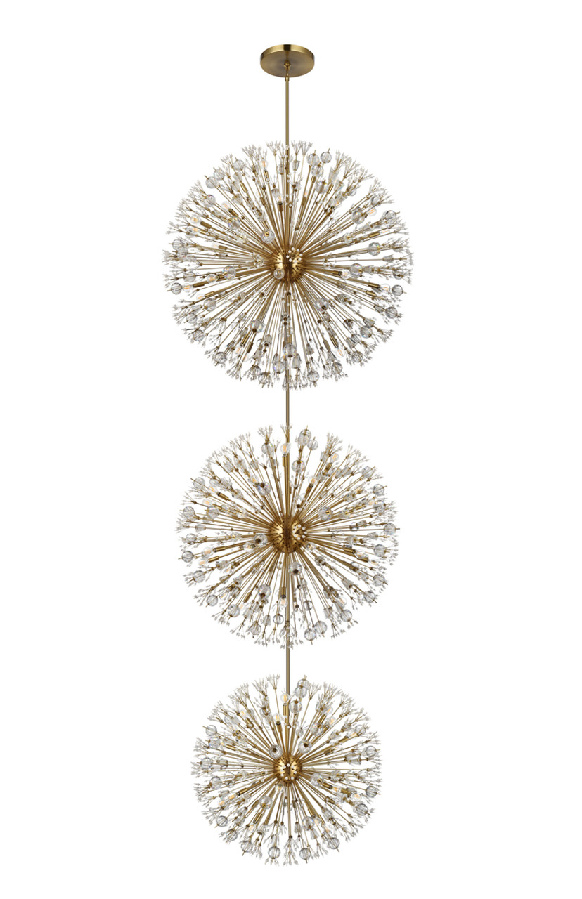 Elegant Lighting 2500G48L3SG Vera 48 inch three tiers crystal starburst chandelier in satin gold