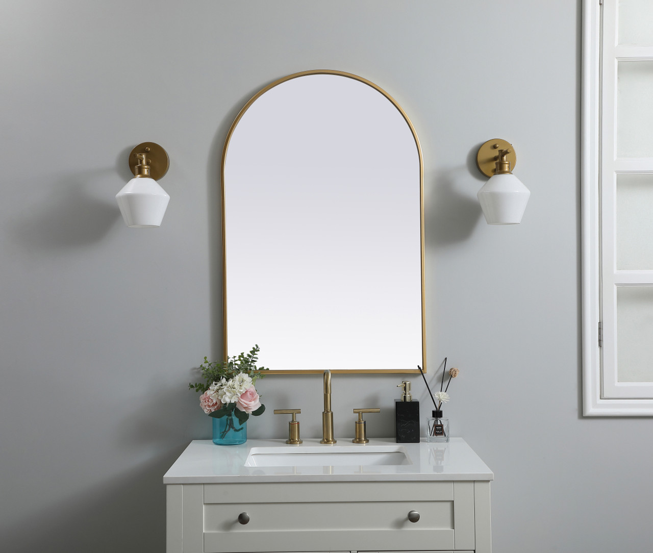 Elegant Decor MR1A2436BRS Metal Frame Arch Mirror 24x36 Inch in Brass Elegant Decor MR1A2436BRS Metal Frame Arch Mirror 24x36 Inch in Brass